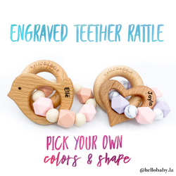 ENGRAVED Personalized and Customized Animal Teether Rattle (Choose Your Colors/Animal!)